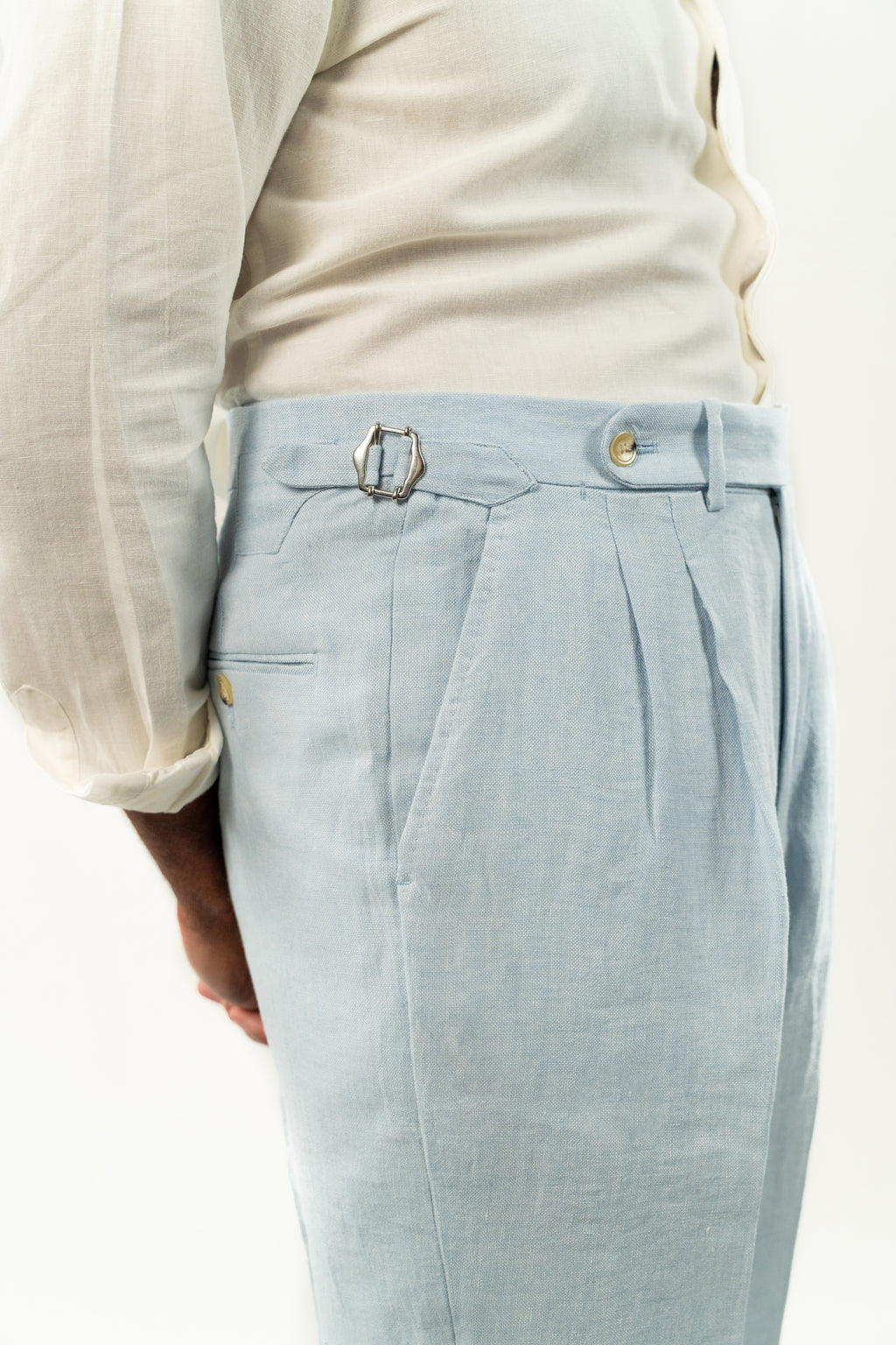 Patte prolongée 100% Lin - Bleu glacier